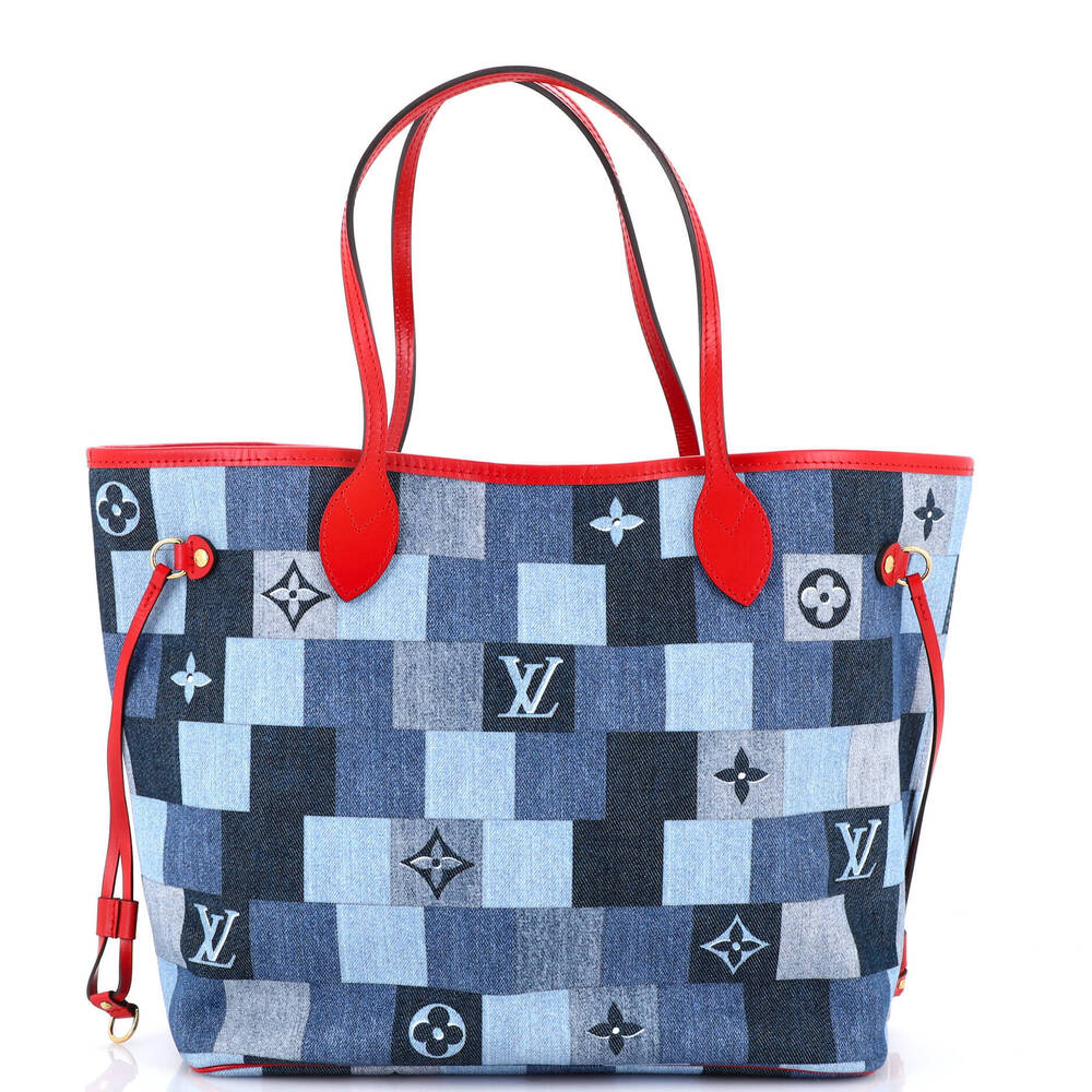Louis Vuitton MM Neverfull Tote Damier and Monogram Patchwork Denim